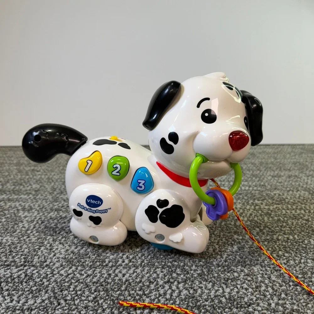 Vtech Pull and Sing Puppy Toddler Learning Toy Music Numbers White Black  253